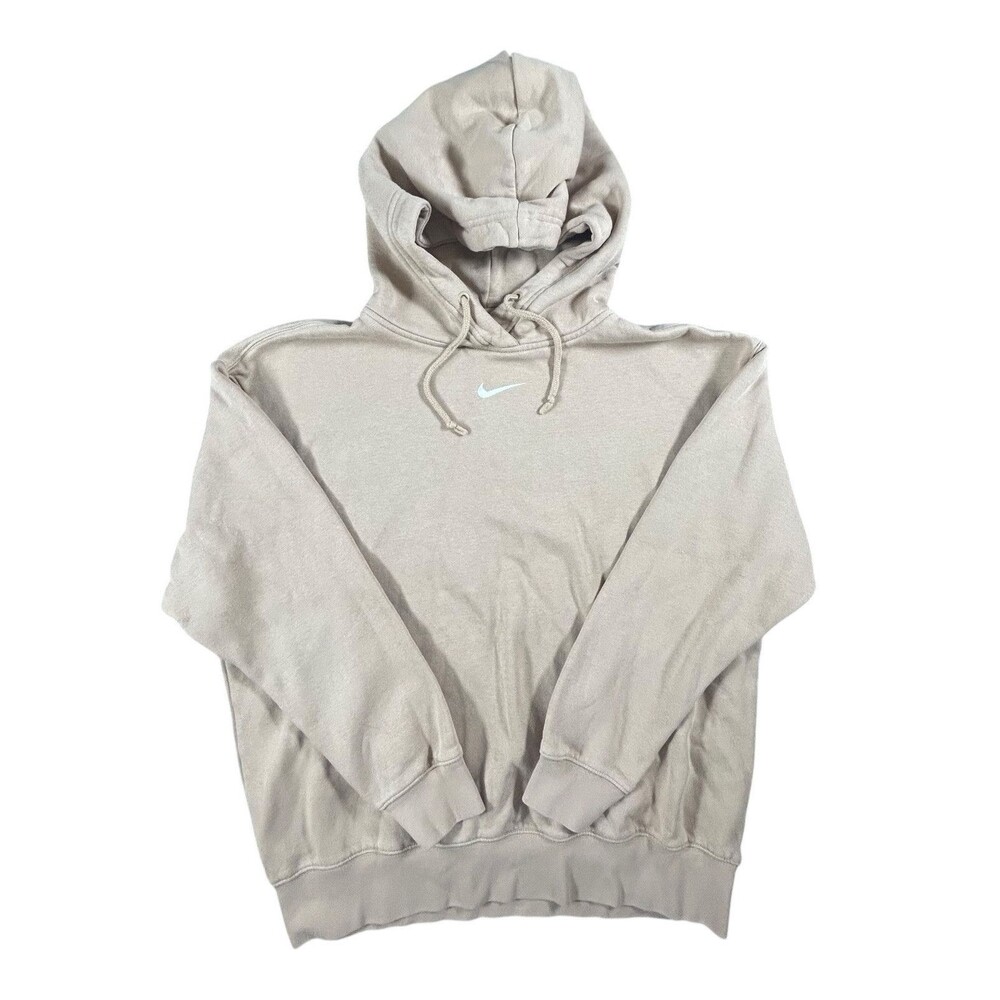 Nike Sportswear Club Fleece Center Swoosh Tan Pullover Hoodie Men’s Size Small